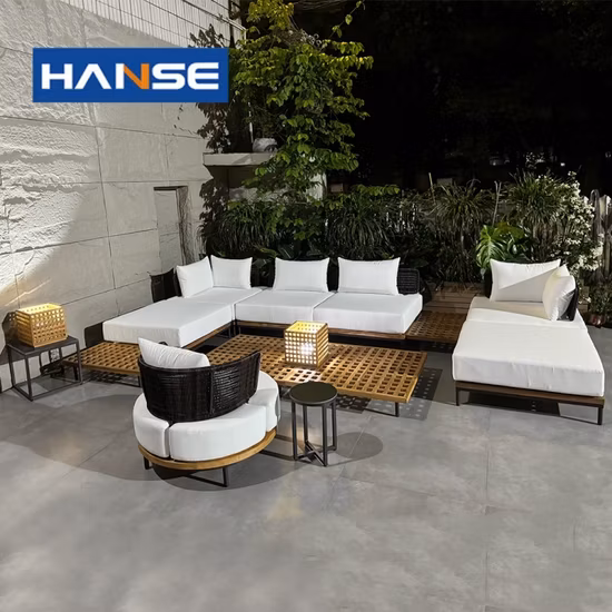 뜨거운 판매 유럽 스타일 수영장 파티오 야외 정원 갑판 가구 나무 정원 소파 세트